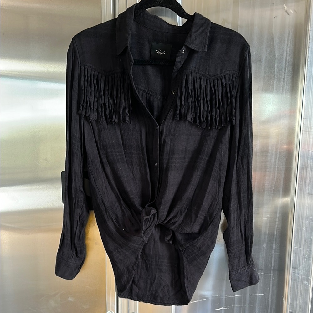 Rails Black Fringe Button-Up Shirt